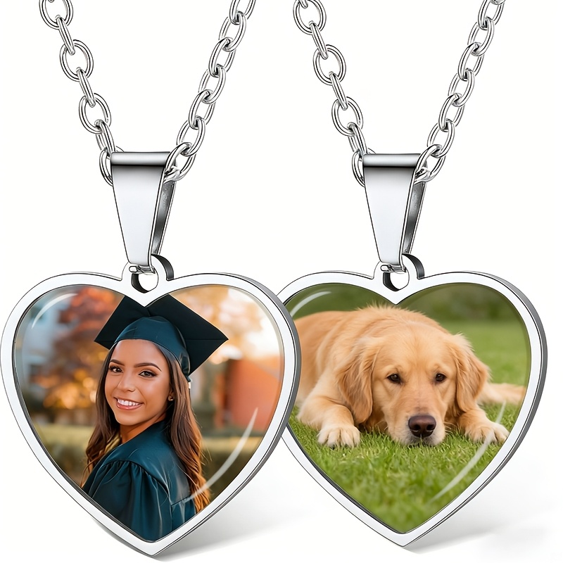 Personalized Heart-Shaped Photo Pendant Necklace — Custom Gift